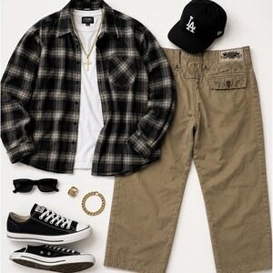 Vintage Blac Label Pants Mens 42x35 Khaki Y2K‎ Studded Skater Punk 90s Gangster